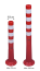 Technische Ansicht: Absperrpfosten -Elasto Red-, mit retroreflektierenden Streifen, überfahrbar, v.l.: Art. 37871, 37872