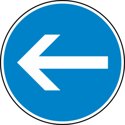 Verkehrszeichen 211-10 StVO, Vorgeschriebene Fahrtrichtung hier links