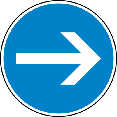 Verkehrszeichen 211 StVO, Vorgeschriebene Fahrtrichtung hier rechts
