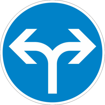 Verkehrszeichen 214-30 StVO, Vorgeschriebene Fahrtrichtung links oder rechts