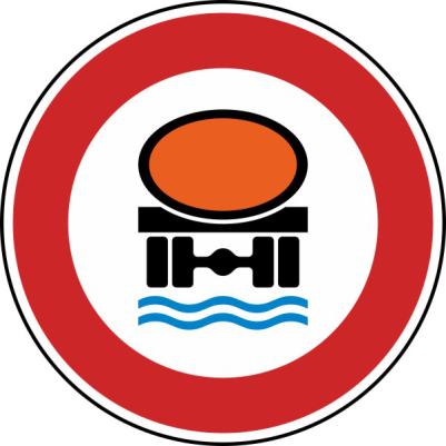 Verkehrszeichen 269 StVO, Verbot für Fahrzeuge mit wassergefährdender Ladung