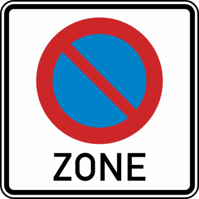 Verkehrszeichen 290.1 StVO, Beginn eines eingeschränkten Haltverbots für eine Zone