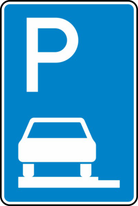 Verkehrszeichen 315-60 StVO, Parken auf Gehwegen ganz in Fahrtr. links