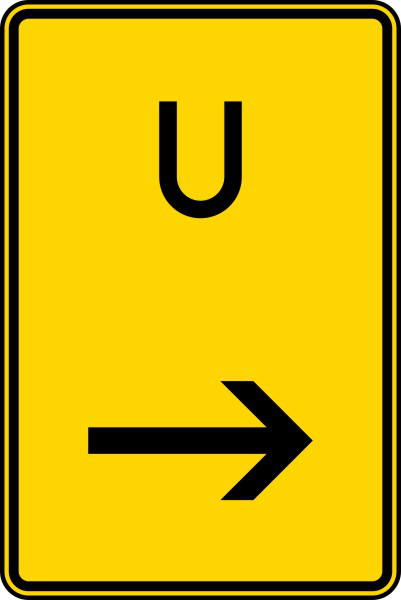 Verkehrszeichen 455.1-21 StVO, Ankündigung oder Fortsetzung der Umleitung, hier rechts