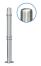 Absperrpfosten -Acero Rundkopf- (V2A) ø 76 mm aus Edelstahl mit 3 Zierringen (Oben, 2x Mitte)