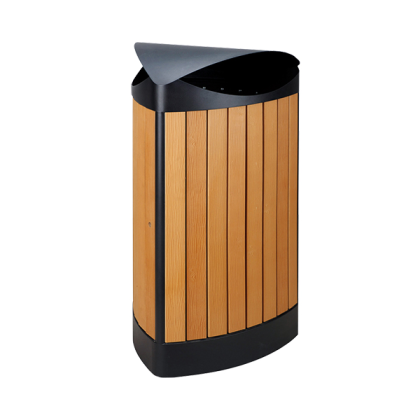 Abfallbehälter -P-Bins 112- 60 Liter aus Stahl mit Kunststoffverkleidung (Holzoptik)