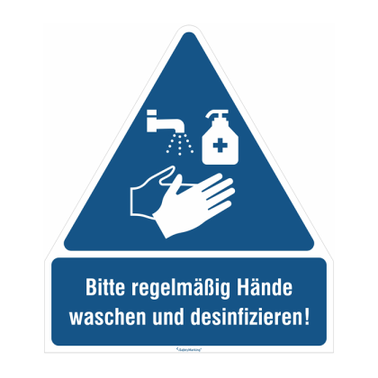 Gebots-Kombischild, -Bitte regelmäßig Hände waschen und desinfizieren!-