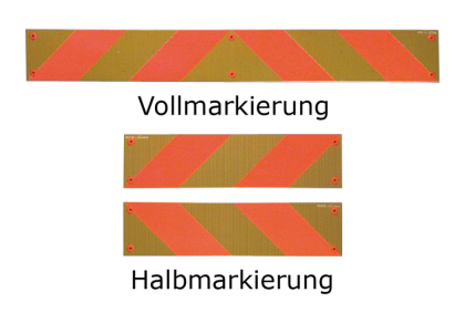 Heckmarkierungen Hart-Aluminium o. Folie, ECE 70, für Zugmaschinen, Voll- / Halb- / Viertelmarkierung