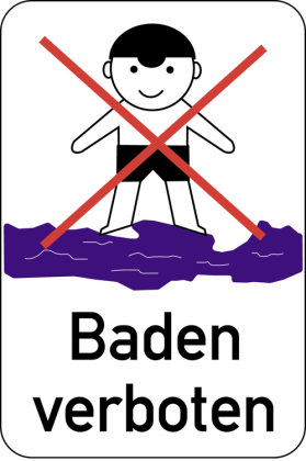 Hinweisschild, Baden verboten, 400 x 600 mm, mehrfarbig