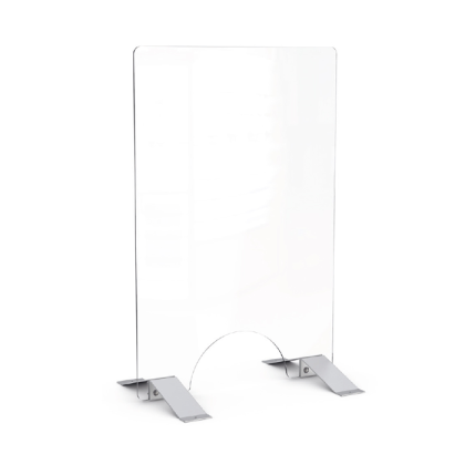 Hygiene-Trennwand -Design- mit Durchreiche, aus ESG-Glas, Höhe 900 mm, Breite 600 mm