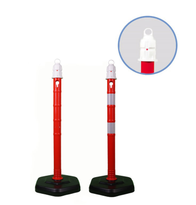 Kettenpfosten -Jumbo- aus PP, Höhe 1000 mm, ø 63 mm, ca. 4,2 kg, rot / weiß