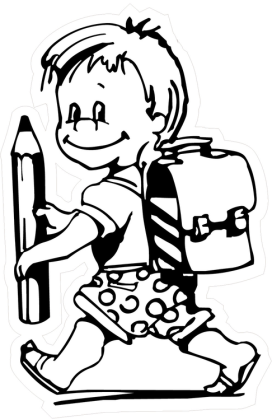Kinderfigur mit Stift und Schulranzen, Aluminium-Verbundplatte, einfarbig