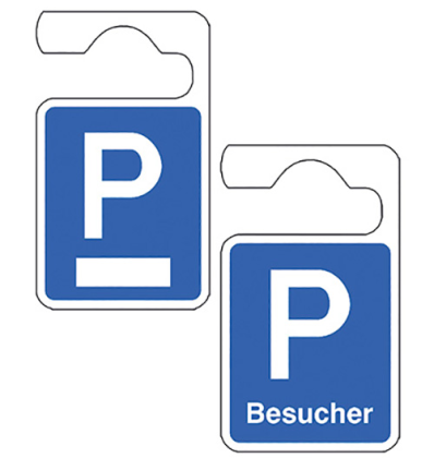 Parkausweisanhänger, Symbol P, zur Selbstbeschriftung oder für Besucher