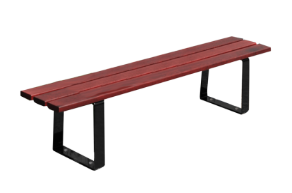 Sitzbank -Puro- ohne Rückenlehne, aus Stahl, Sitzfläche aus Mahagoni-Holz