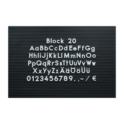 Steckbuchstaben -Block- für Rillengummitafel, Höhe 20 mm, weiß, versch. Varianten