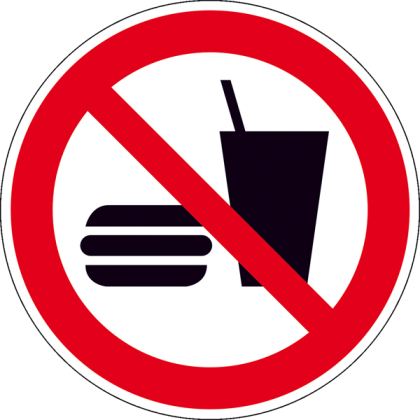 Verbotsschild, Essen und Trinken verboten