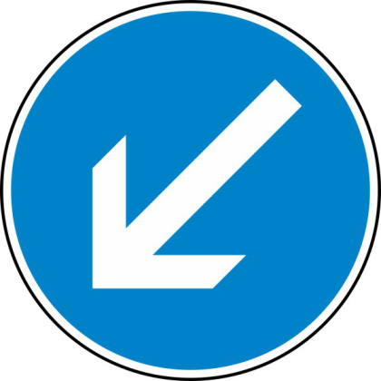 Verkehrszeichen 222-10 StVO, Vorgeschriebene Vorbeifahrt links vorbei