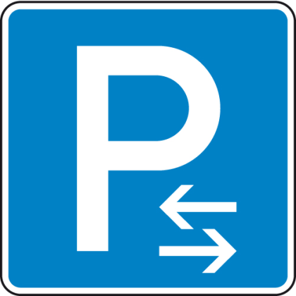 Verkehrszeichen 314-30 StVO, Parken Mitte (Rechts- oder Linksaufstellung)