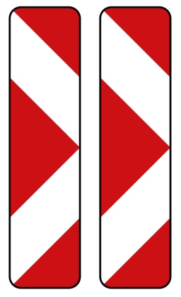 Verkehrszeichen 605-43 StVO, Pfeilbake, doppelseitig, rechts / rechtsweisend