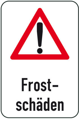 Winterschild / Verkehrszeichen, Frostschäden