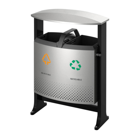 Abfallbehälter -Recycling- EKO, 78 Liter aus Stahl, wahlweise feuerfest und mit Batteriefach