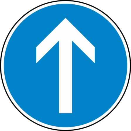 Verkehrszeichen 209-30 StVO, Vorgeschriebene Fahrtrichtung geradeaus