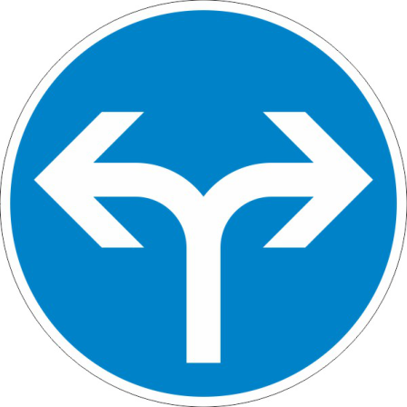 Verkehrszeichen 214-30 StVO, Vorgeschriebene Fahrtrichtung links oder rechts