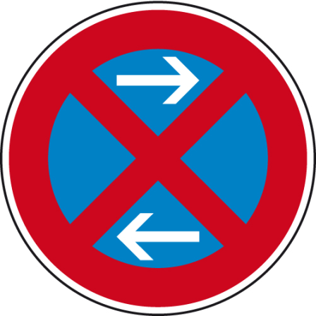Verkehrszeichen 283-31 StVO, Absolutes Haltverbot Mitte (Linksaufstellung)