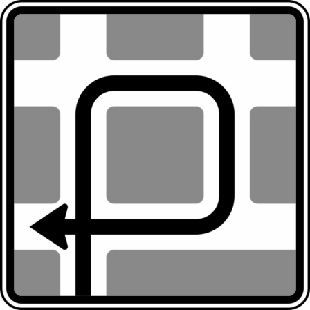 Verkehrszeichen 590-11 StVO, Blockumfahrung rechts, rechts, rechts