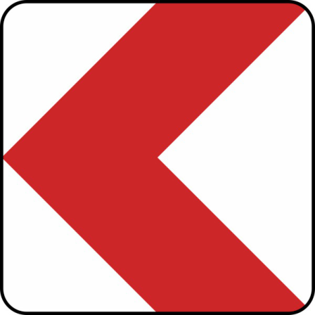 Verkehrszeichen 625-10 / 625-11 / 625-12 / 625-13 StVO, Richtungstafel in Kurven, linksweisend