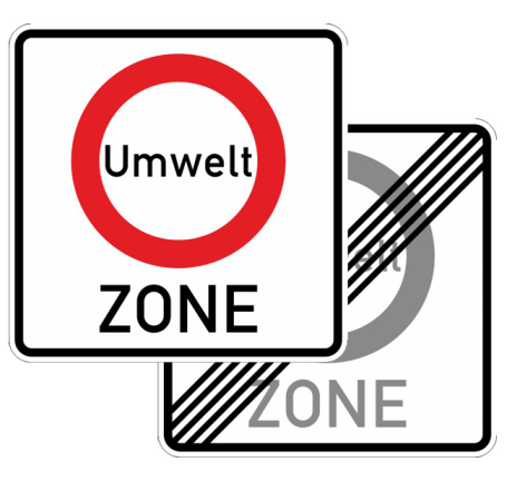 Verkehrszeichen 270.1-40 StVO,Verkehrsverbotszone zur Verminderung schädlicher Luftverunreinigungen in einer Zone, doppelseitig