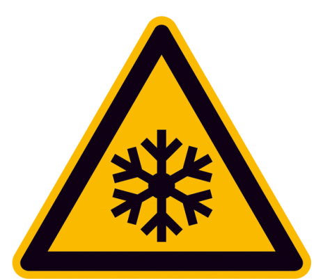 Warnschild, Warnung vor niedriger Temperatur / Frost