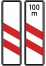 Verkehrszeichen 159-20 / 159-21 StVO, Zweistreifige Bake (Aufstellung links)