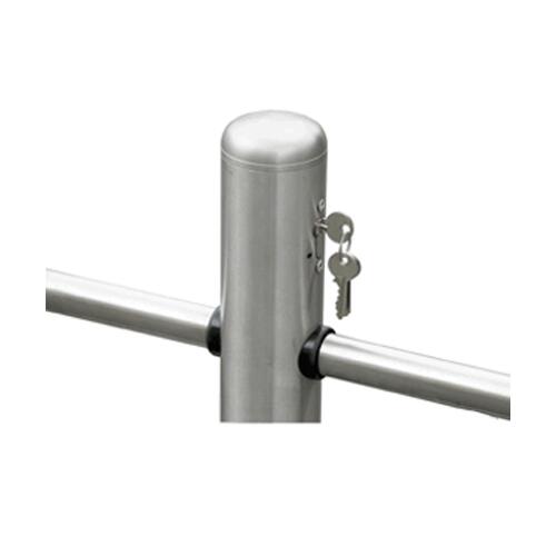 Parkplatzsperre aus Edelstahl (V2A) Ø 76 mm, zum Aufdübeln, umlegbar