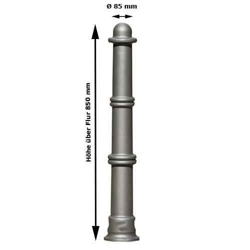 Stilpoller 'Pelias' Ø 85 mm aus Aluguss, zum Einbetonieren, mit 3p-Technologie (Sollbruchstelle)