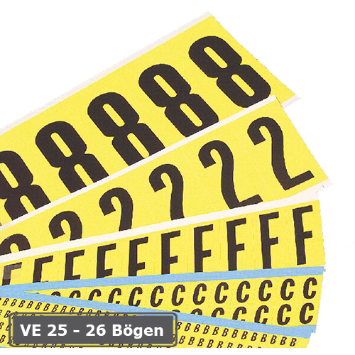 Buchstaben (26 Bögen) oder Ziffern (25 Bögen), Kombipackungen, selbstklebend