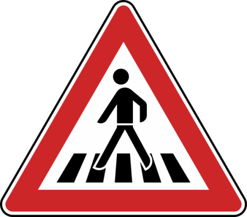 Verkehrszeichen 101-11 StVO, Fußgängerüberweg, Aufstellung rechts