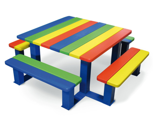 Picknick-Tisch -Child- für Kindergarten und Grundschule, aus Stahl und Holz