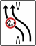 Verkehrszeichen 505-11 StVO, Überleitungstafel ohne Gegenverkehr, zweistreifig nach links, Nr. 505-11