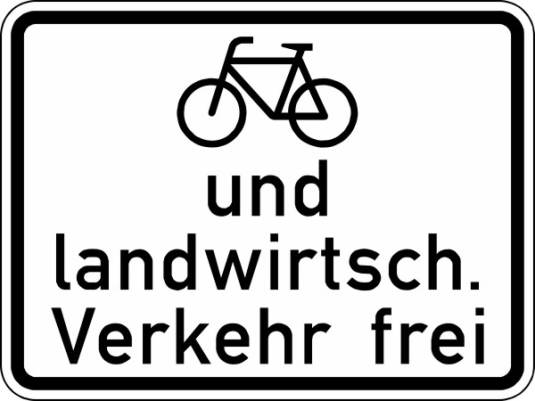 Verkehrszeichen 2211 StVO, Radfahrer und landwirtschaftlicher Verkehr frei