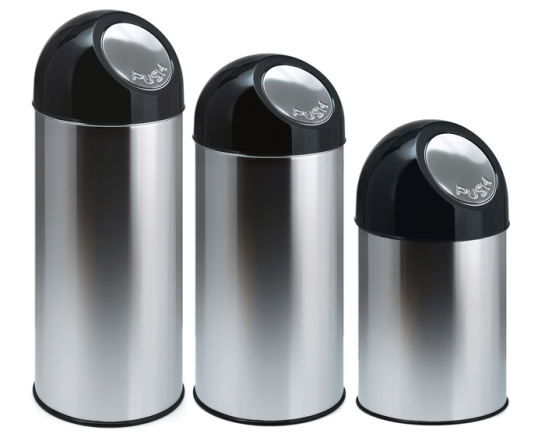 Abfallbehälter -Bullet Bin- 30, 40 oder 55 Liter aus Edelstahl, wahlweise mit Innenbehälter