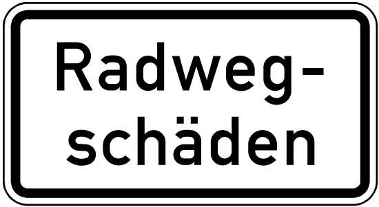 Verkehrszeichen 2010 StVO, Radwegschäden