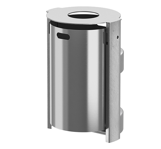 Modellbeispiel: Abfallbehälter -City 450- zur Bandschellenbefestigung, aluminium/verzinkt (Art. 36672-1-1)