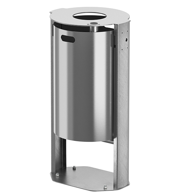 Modellbeispiel: Abfallbehälter -City 450- zum Aufschrauben, mit Ascher, aluminium/verzinkt (Art. 36674-1-1)