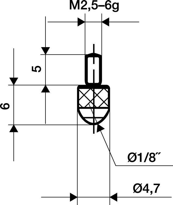 KÄFER Messgerätzubehör, Kugel ø3mm, M2,5 Gewinde, 6mm lang, Kunststoff oder Rubin, passend zu