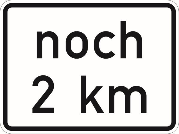 Verkehrszeichen 1001-53 StVO, noch ... km (gemäß VwV-StVO in Tunneln - GVZ-Nr.)