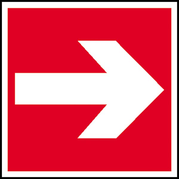 Brandschutzschild, Richtungsangabe links, rechts
