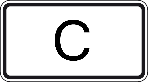 Verkehrszeichen 1014-51 StVO, Tunnelkategorie ′C ′ gemäß ADR-Übereinkommen