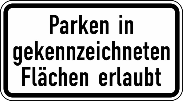 Verkehrszeichen 1053-30 StVO, Parken in gekennzeichneten Flächen erlaubt