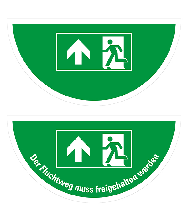 Boden-Sicherheitskennzeichen -Rettungsschild- aus Folie, selbstkl., Rutschkl. R10, Halbkreis